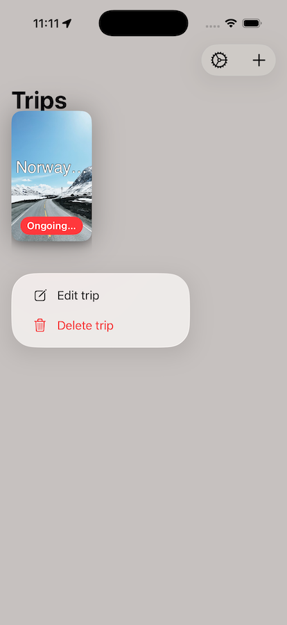 Edit Trip Menu